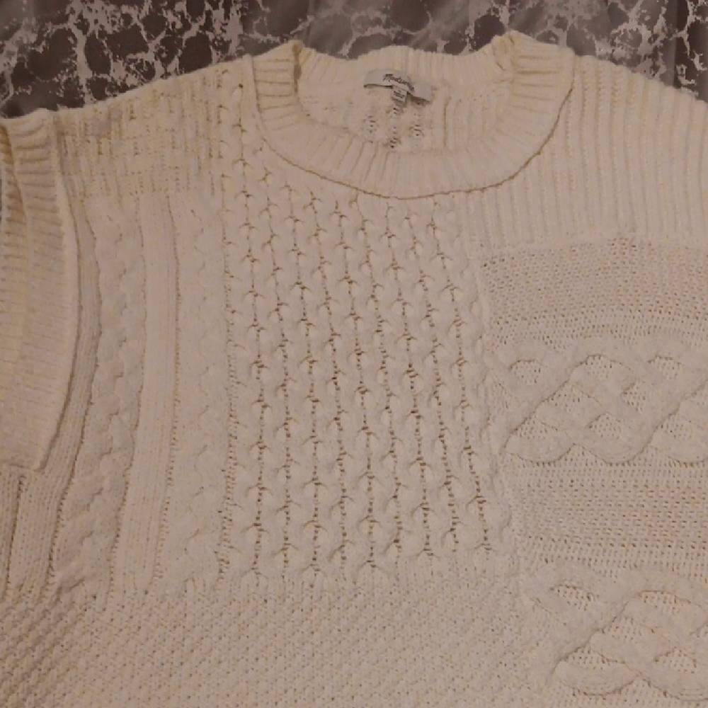 Madewell Cream Cable Knit Sweater